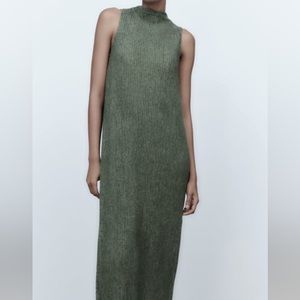 New! Zara Sleeveless high collar midi dress
